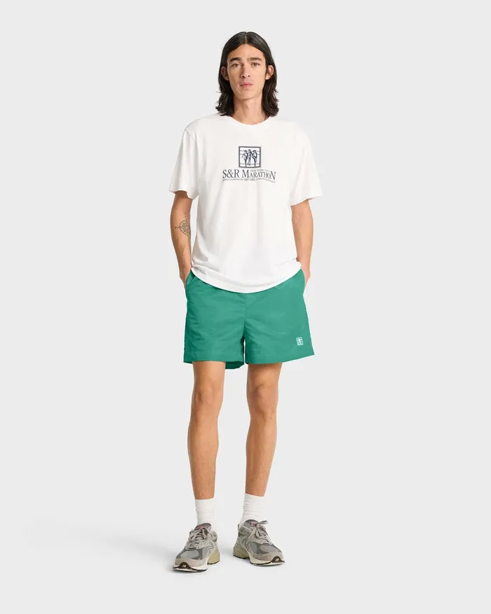 Shorts Men Sporty and Rich Running Woman Nylon Short 8211 Spring GreenWhite