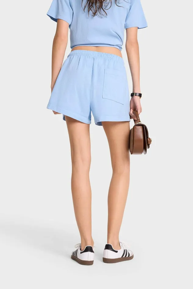 Shorts Women Sporty and Rich Wellness Studio Disco Short 8211 Sky BlueWhite