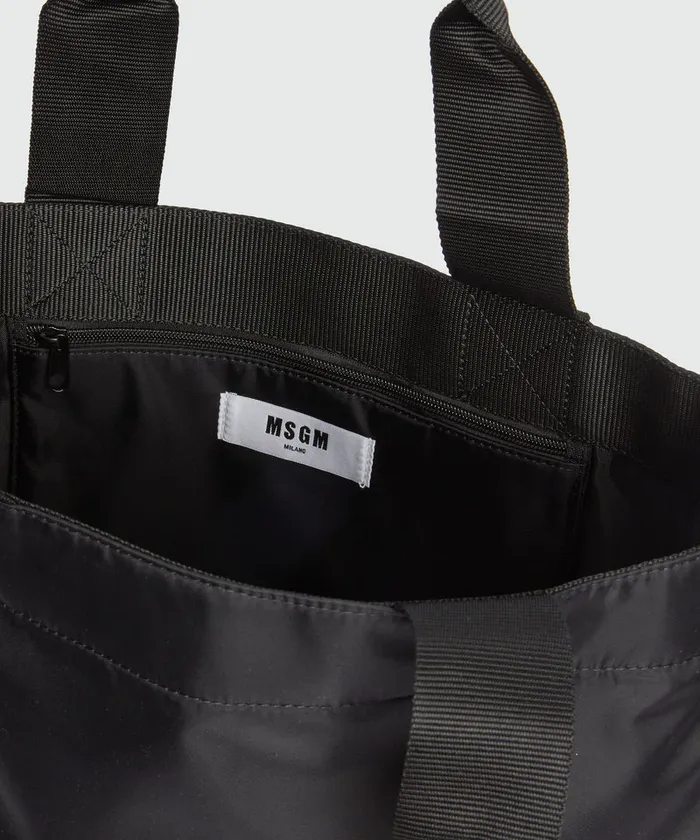 Signature Nylon Tote Bag With Brush Stroke Logo Men MSGM Tote Bags