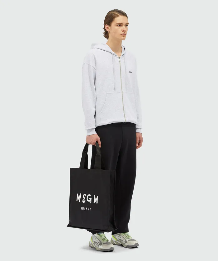 Signature Nylon Tote Bag With Brush Stroke Logo Men MSGM Tote Bags