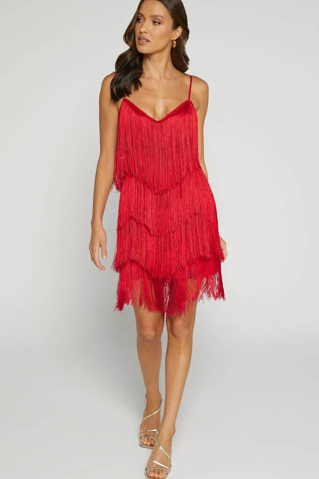 Siofra Mini Dress 8211 Zig Zag Fringe Dress In Red Women Showpo Dresses