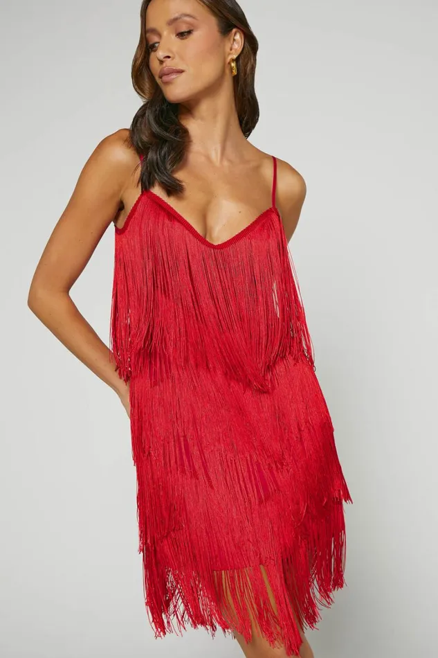 Siofra Mini Dress 8211 Zig Zag Fringe Dress In Red Women Showpo Dresses