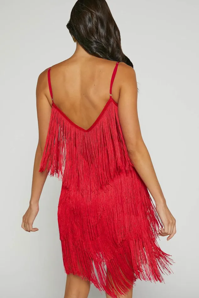 Siofra Mini Dress 8211 Zig Zag Fringe Dress In Red Women Showpo Dresses