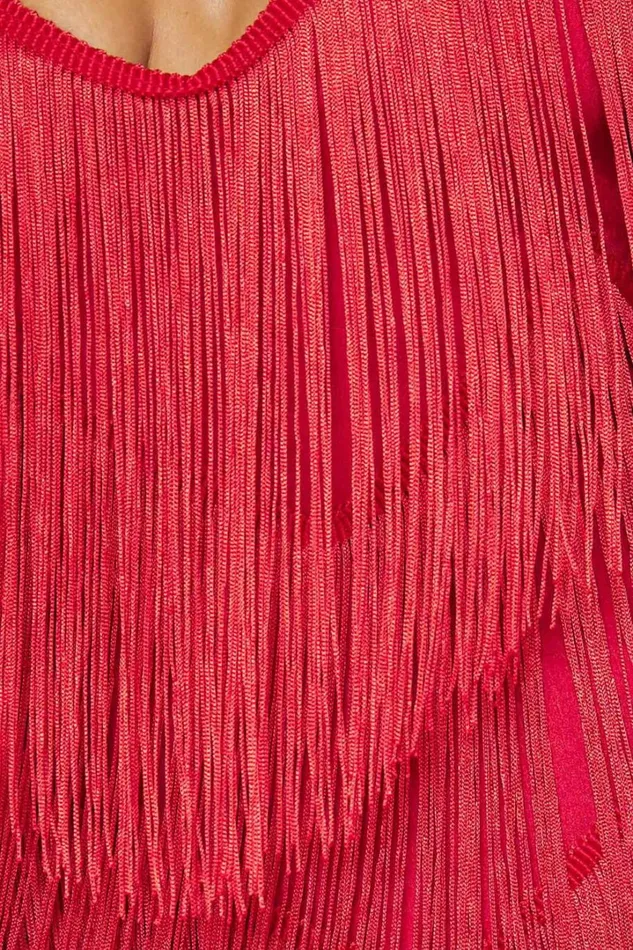 Siofra Mini Dress 8211 Zig Zag Fringe Dress In Red Women Showpo Dresses