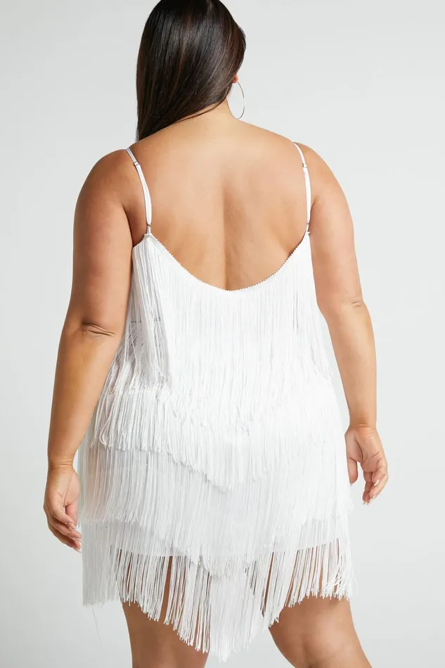 Siofra Mini Dress 8211 Zig Zag Fringe Dress In White Women Showpo Curve Clothes