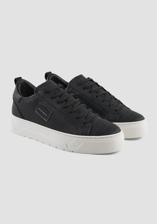 Sneakers Men Antony Morato Metal Bold Animal Sneakers In Black Leather Black