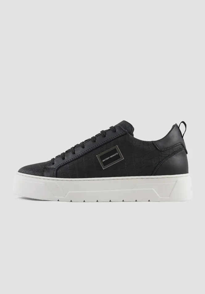 Sneakers Men Antony Morato Metal Bold Animal Sneakers In Black Leather Black