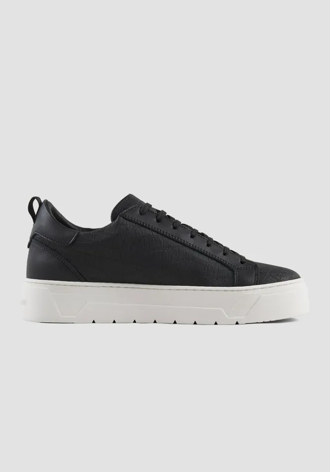 Sneakers Men Antony Morato Metal Bold Animal Sneakers In Black Leather Black
