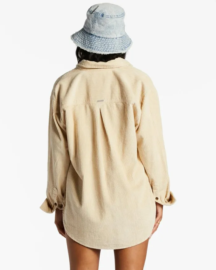 So Stoked Cord Long Sleeve Top Antique White 2 Women Billabong Tops