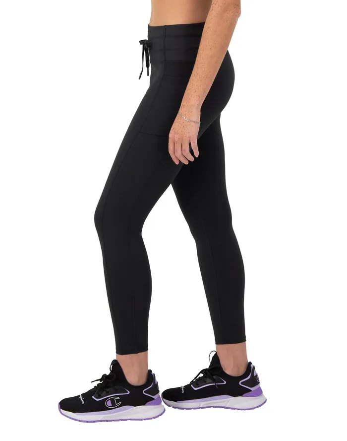 Soft Touch Drawcord Leggings Anti Odor C Logo 25034 Black Women Champion Leggings