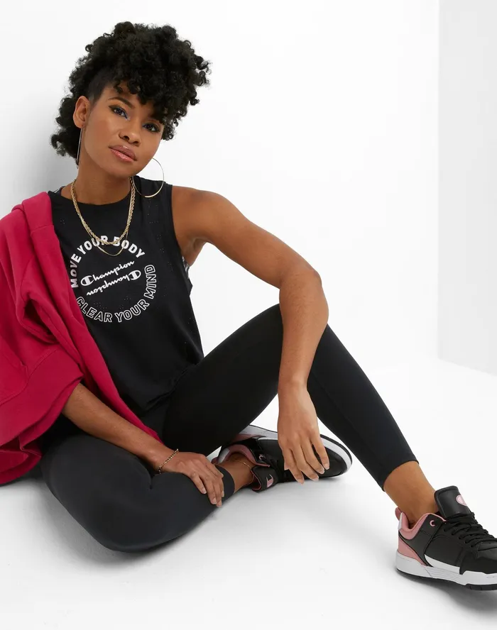 Soft Touch Pocket Leggings C Logo 25034 Black Women Champion Leggings