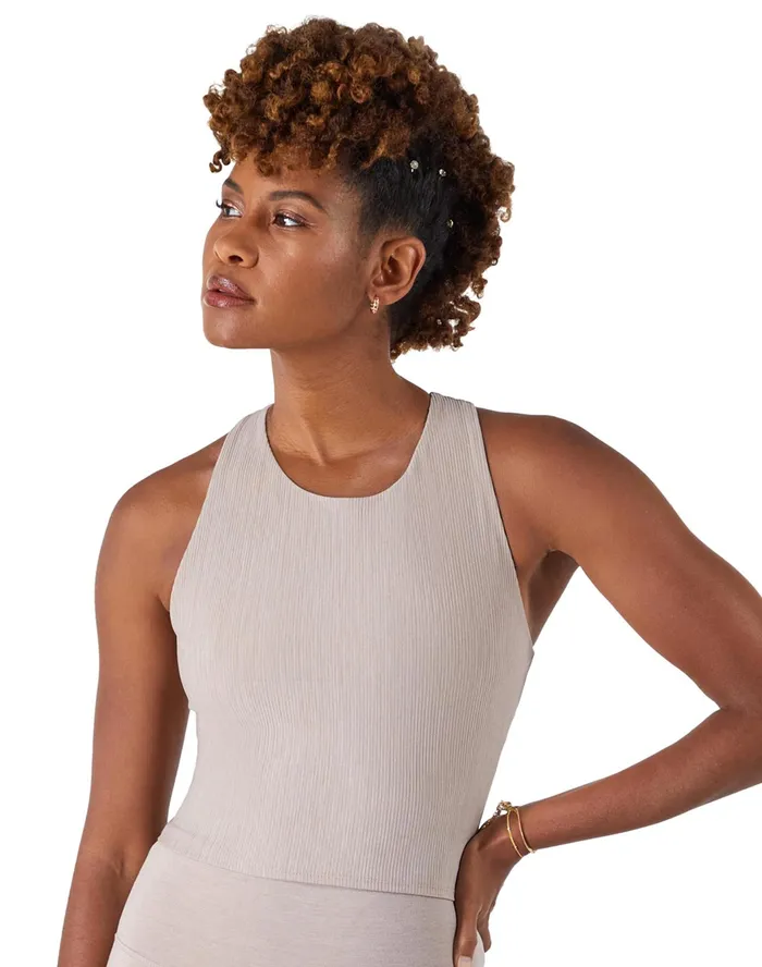 Soft Touch Ribbed Cropped Tank Top C Logo Evening Blush Heather Women Champion TShirts and Tops Soft Touch Ribbed Cropped Tank Top C Logo Evening Blush Heather Women Champion TShirts and Tops