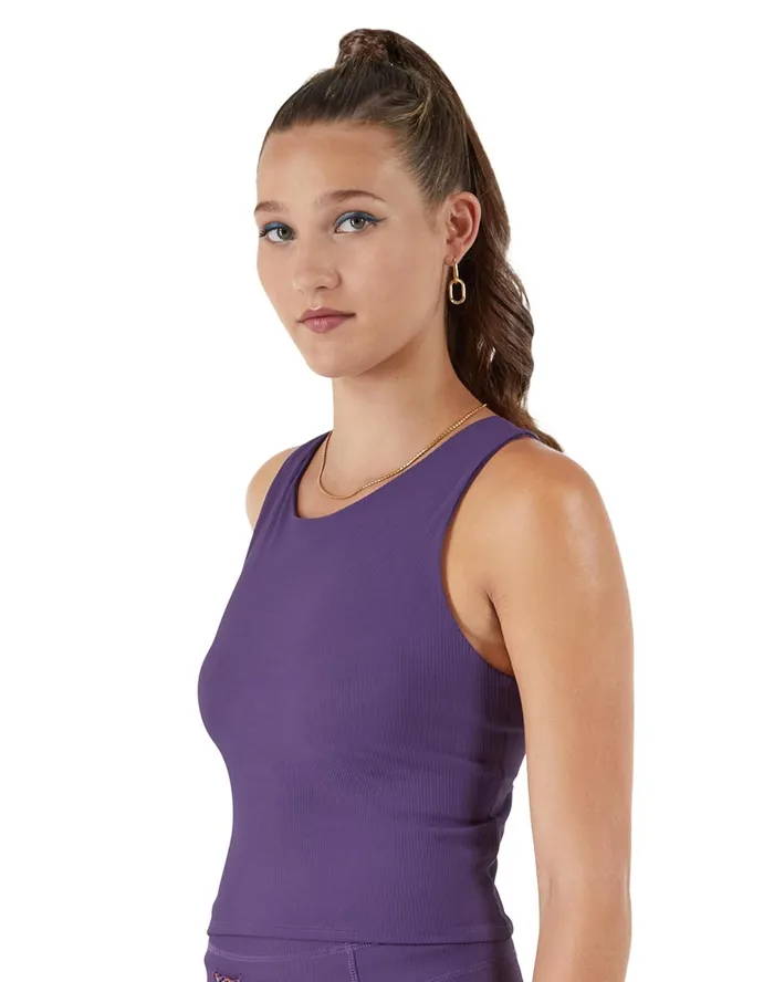 Soft Touch Ribbed Cropped Tank Top C Logo Pop Art Purple Women Champion TShirts and Tops