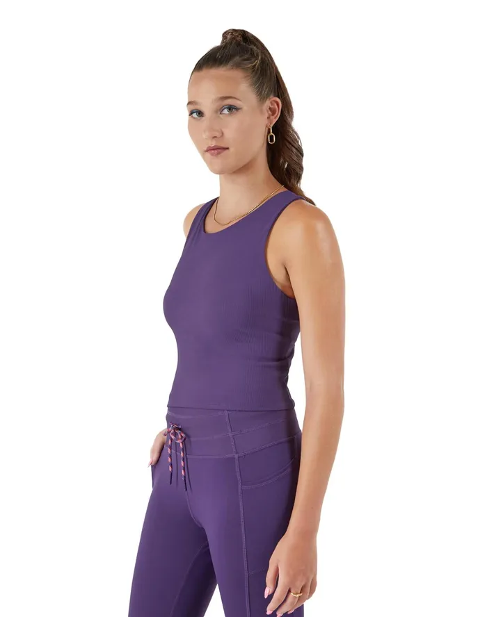 Soft Touch Ribbed Cropped Tank Top C Logo Pop Art Purple Women Champion TShirts and Tops