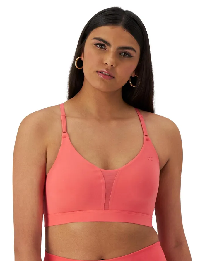 Soft Touch Sports Bra C Logo High Tide Coral Women Champion Sports Bras and Bralettes