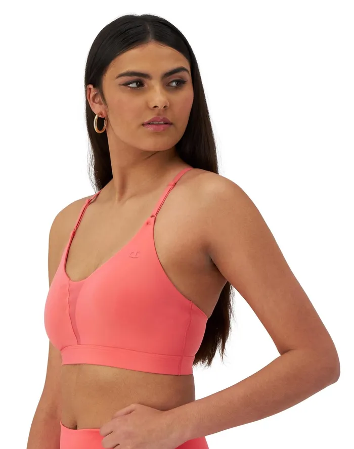 Soft Touch Sports Bra C Logo High Tide Coral Women Champion Sports Bras and Bralettes