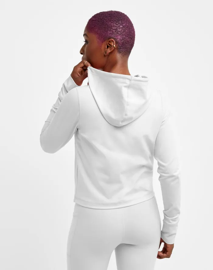 Soft Touch ZipUp Hoodie Jacket C Logo White Women Champion Jackets