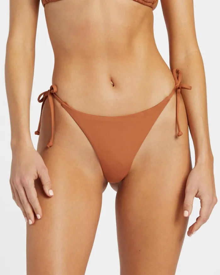 Sol Searcher TieSide Tanga Bikini Bottoms Golden Brown Women Billabong Bikinis