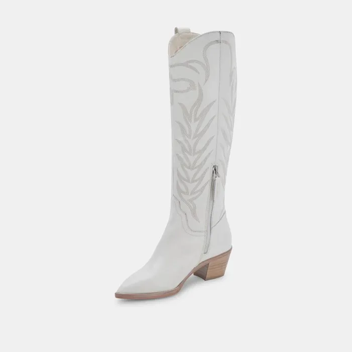 Solei Boots White Leather Women Dolce Vita Boots and Booties