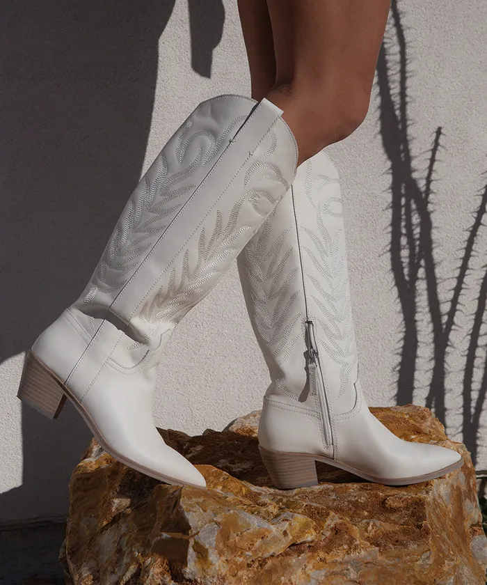 Solei Boots White Leather Women Dolce Vita Boots and Booties