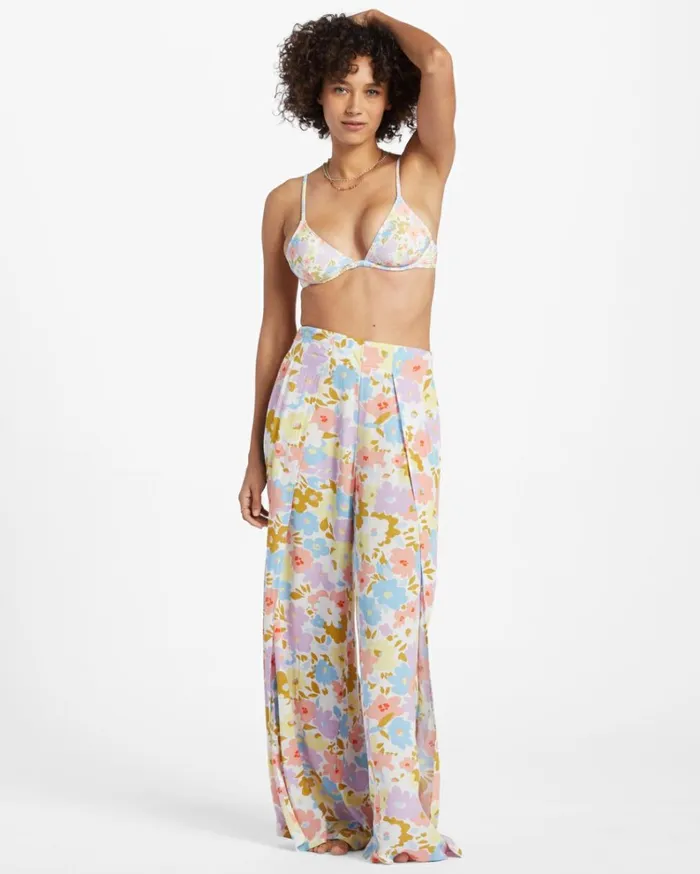 Split Spirit Floral Pants White Multi Women Billabong Pants