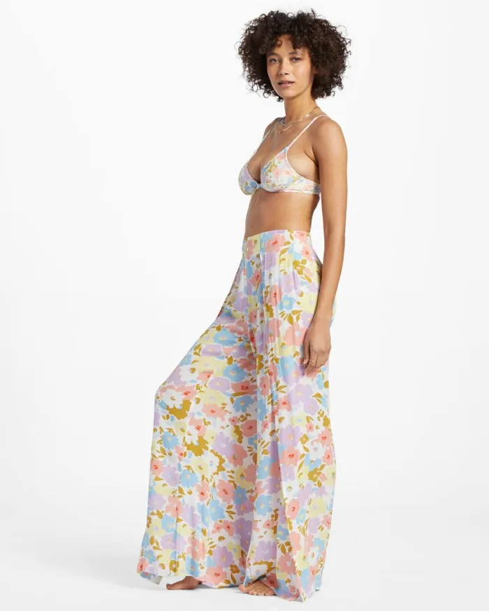 Split Spirit Floral Pants White Multi Women Billabong Pants