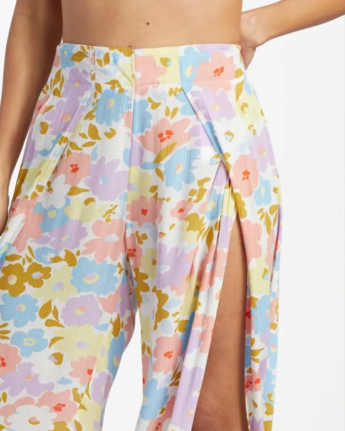 Split Spirit Floral Pants White Multi Women Billabong Pants