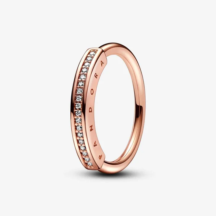 Stackable Rings Women Pandora Online Signature ID Pav Ring Rose Gold Plated
