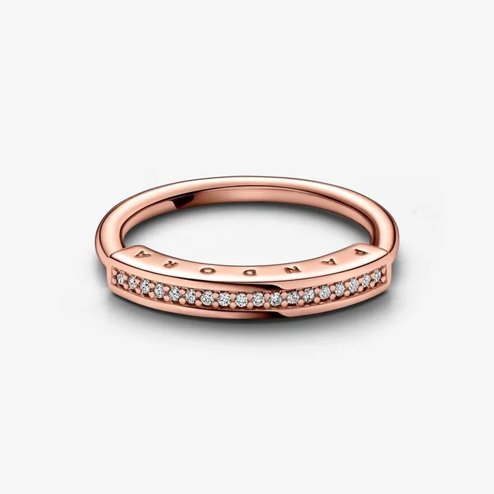 Stackable Rings Women Pandora Online Signature ID Pav Ring Rose Gold Plated