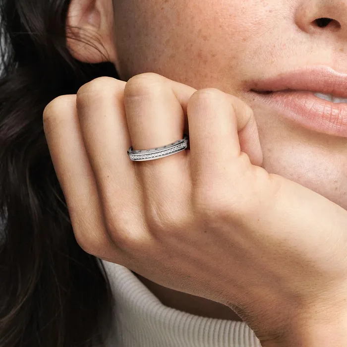 Stackable Rings Women Pandora Online Signature ID Pav Ring Sterling Silver
