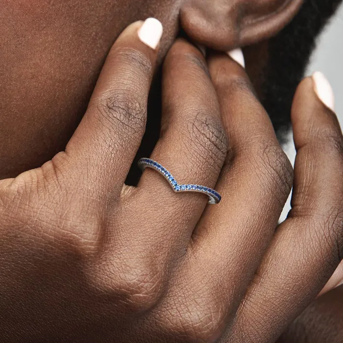 Stackable Rings Women Pandora Online Timeless Wish Sparkling Blue Ring
