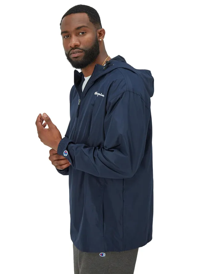 Stadium Packable Jacket Script Logo Big and Tall Navy Men Champion Jackets