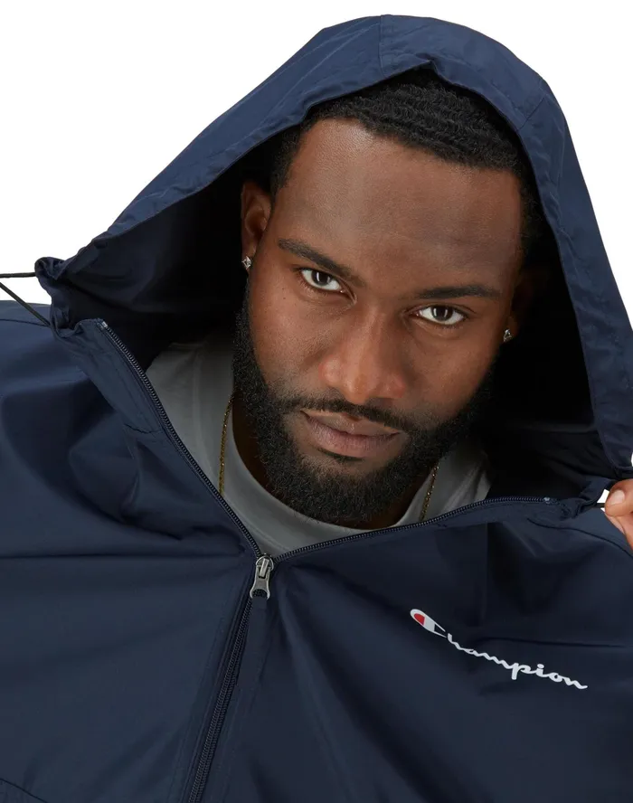 Stadium Packable Jacket Script Logo Big and Tall Navy Men Champion Jackets