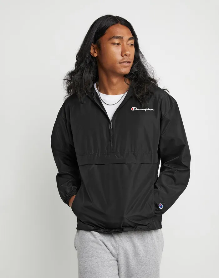 Stadium Packable Jacket Script Logo Black MenWomen Champion Jackets