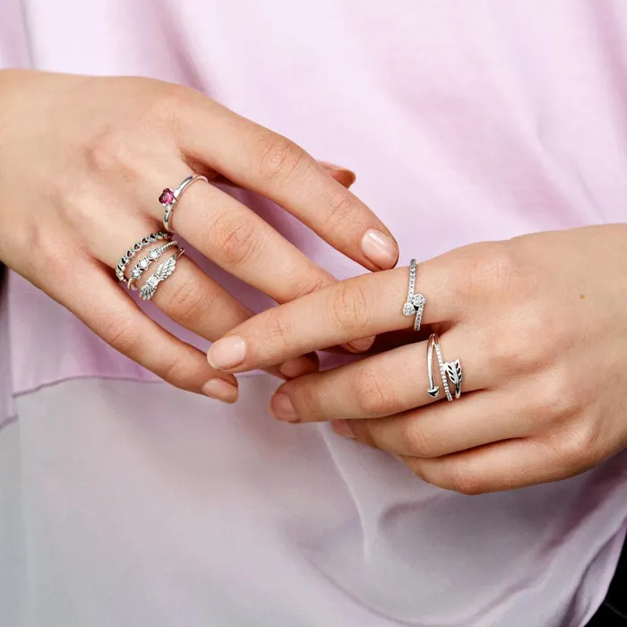 Statement Rings Women Pandora Sparkling Angel Wings Ring