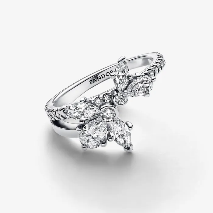Statement Rings Women Pandora Sparkling Asymmetrical Herbarium Cluster Ring