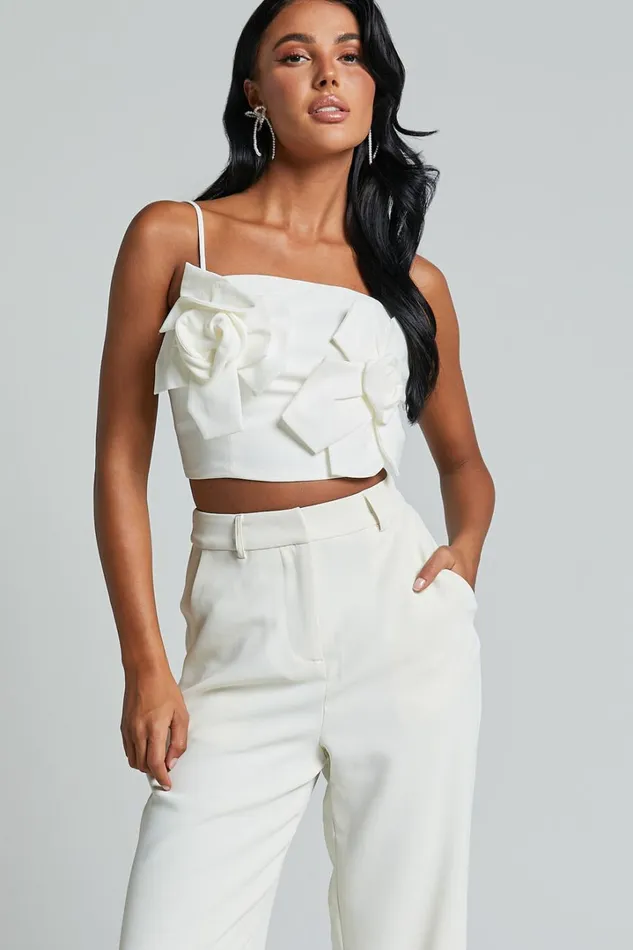 Stephany Top 8211 Floral Applique Cami Top In White Women Showpo Tops
