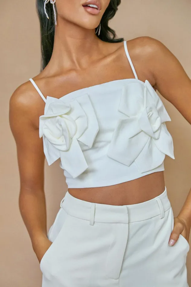 Stephany Top 8211 Floral Applique Cami Top In White Women Showpo Tops