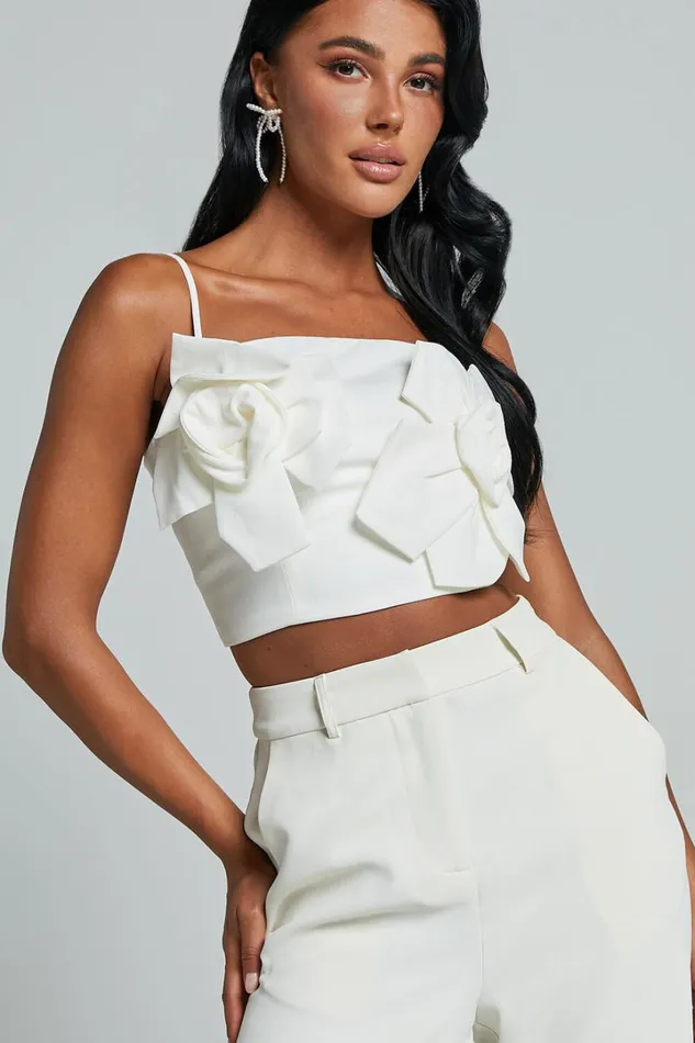 Stephany Top 8211 Floral Applique Cami Top In White Women Showpo Tops
