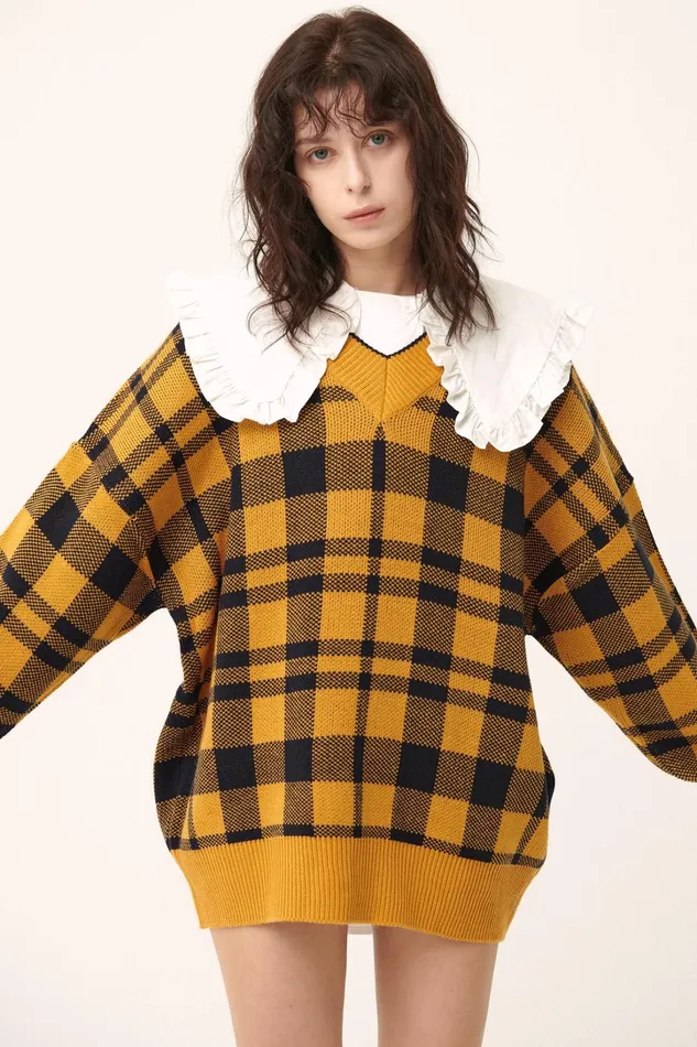 Storets Alexis Oversized Sweater In Plaid Women Sweaters and Knitwears