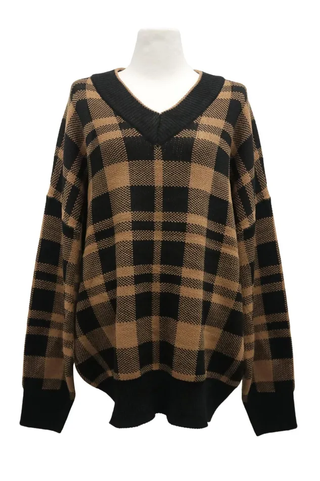 Storets Alexis Oversized Sweater In Plaid Women Sweaters and Knitwears Storets Alexis Oversized Sweater In Plaid Women Sweaters and Knitwears