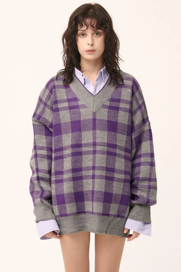 Storets Alexis Oversized Sweater In Plaid Women Sweaters and Knitwears Storets Alexis Oversized Sweater In Plaid Women Sweaters and Knitwears