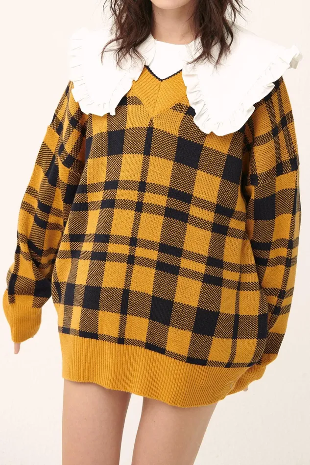 Storets Alexis Oversized Sweater In Plaid Women Sweaters and Knitwears Storets Alexis Oversized Sweater In Plaid Women Sweaters and Knitwears