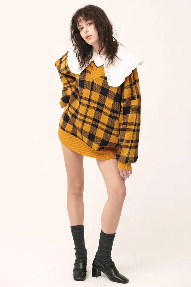 Storets Alexis Oversized Sweater In Plaid Women Sweaters and Knitwears Storets Alexis Oversized Sweater In Plaid Women Sweaters and Knitwears