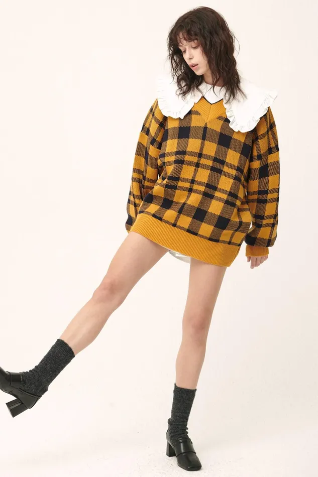 Storets Alexis Oversized Sweater In Plaid Women Sweaters and Knitwears Storets Alexis Oversized Sweater In Plaid Women Sweaters and Knitwears