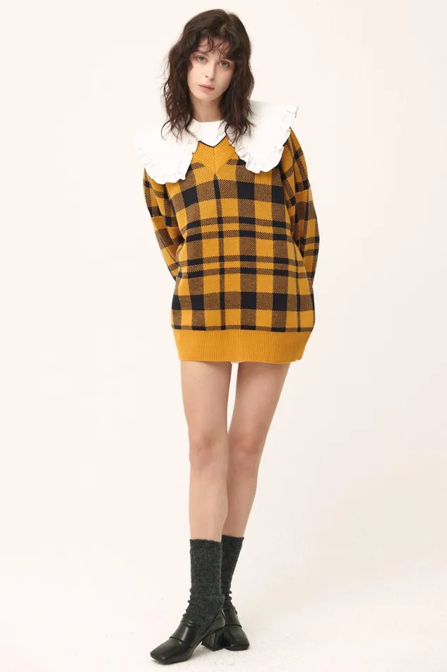 Storets Alexis Oversized Sweater In Plaid Women Sweaters and Knitwears Storets Alexis Oversized Sweater In Plaid Women Sweaters and Knitwears