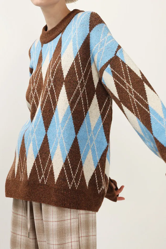 Storets Avery Argyle Sweater Women Sweaters and Knitwears