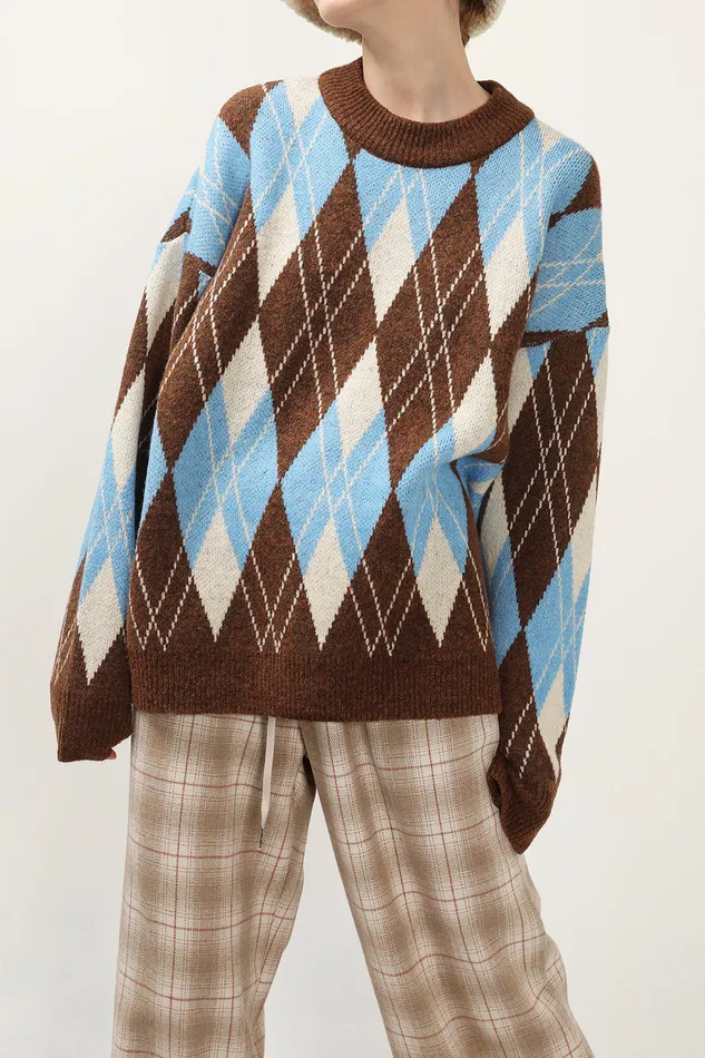Storets Avery Argyle Sweater Women Sweaters and Knitwears