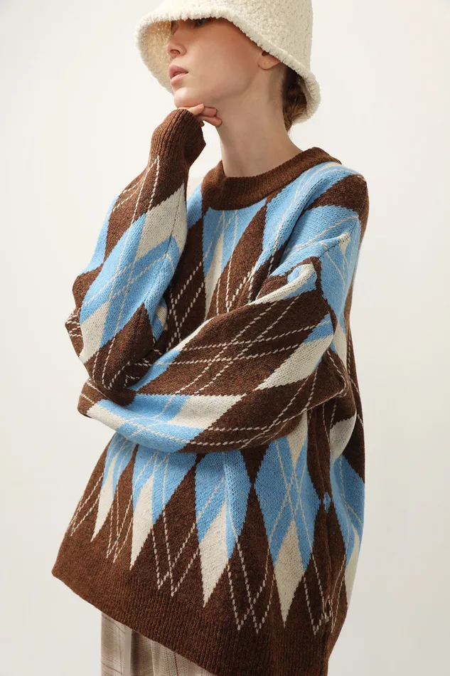 Storets Avery Argyle Sweater Women Sweaters and Knitwears