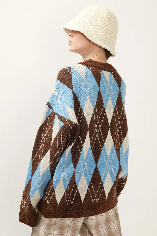 Storets Avery Argyle Sweater Women Sweaters and Knitwears